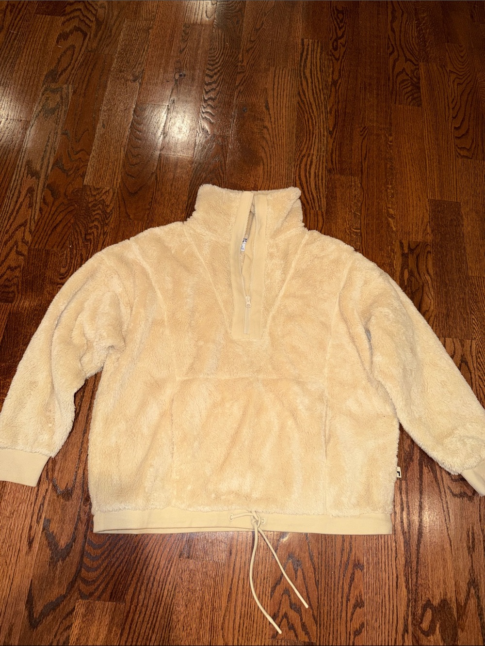 JoyLab Cream Teddy Sherpa Quarter-Zip Jacket